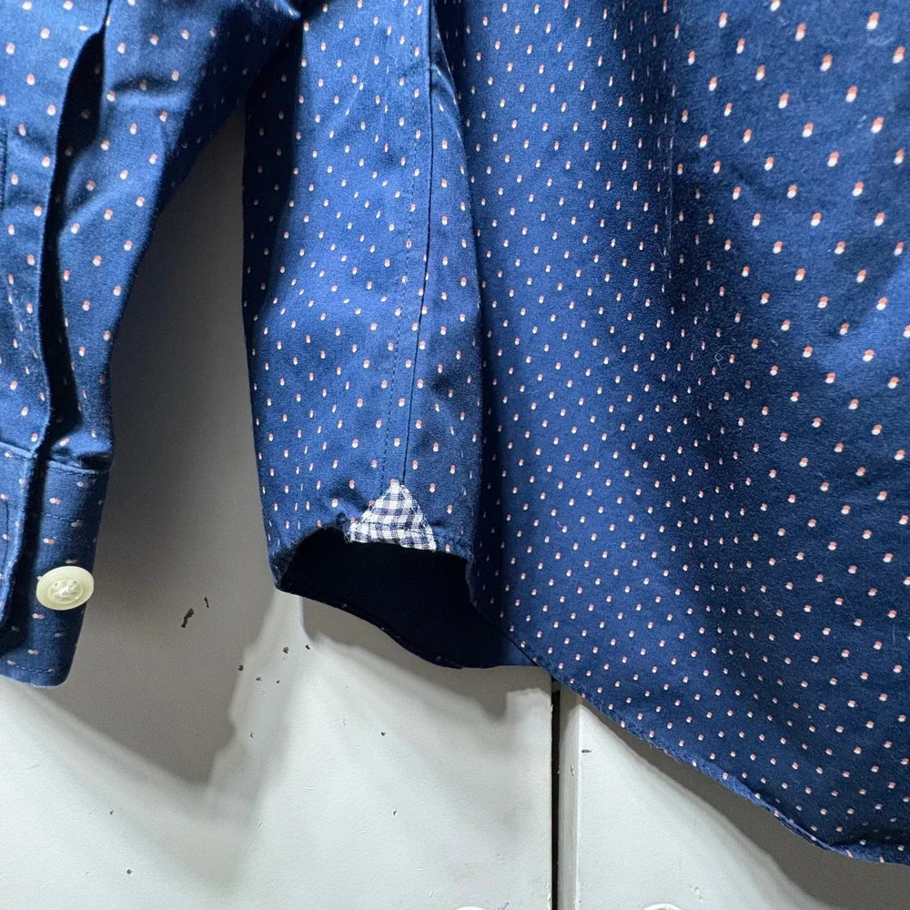 Banana Republic Mens Shirt Lot 6 Medium Blue Red Plaid Dot Cotton Non-Iron